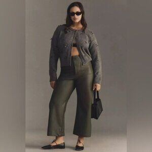 NWT Size 20W- The Colette Faux-Leather Crop Wide-Leg Pants Maeve (NWT US$ 148)